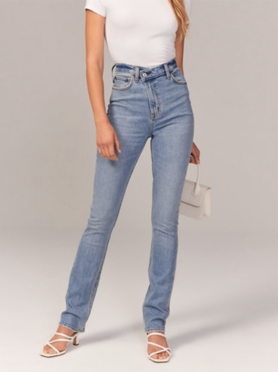 Abercrombie & Fitch Denim - Abercrombie & Fitch 90s Slim Straight Criss Cross Jeans Size 33 / 16 LONG TALL